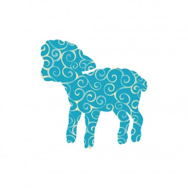 Kuzu koyun çiftliği memeli sarmal desen renk siluet hayvan.