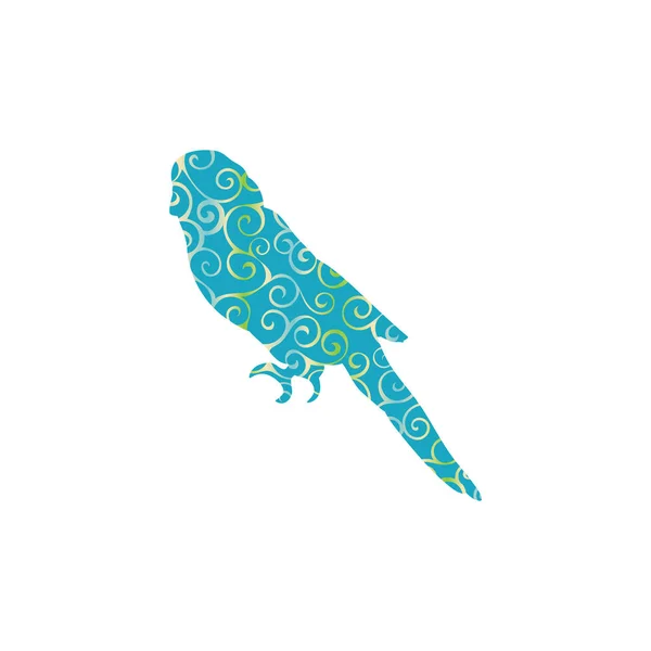 Loro periquito pájaro espiral patrón color silueta animal . — Archivo Imágenes Vectoriales