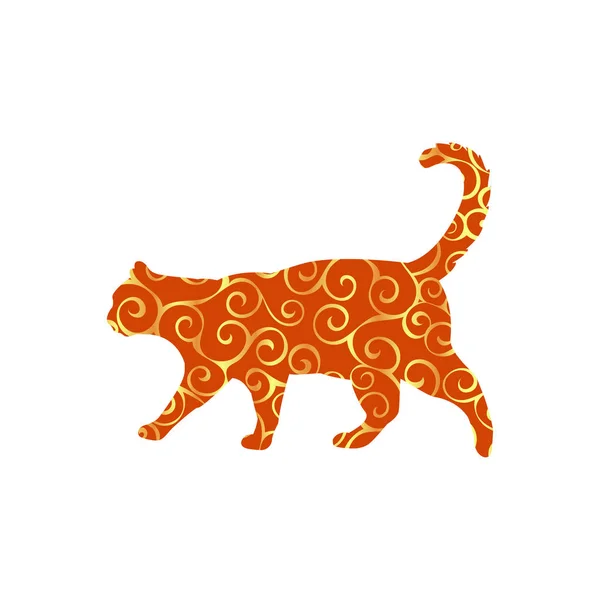 Кошачье животное спиральный рисунок цвета силуэт животного — стоковый вектор