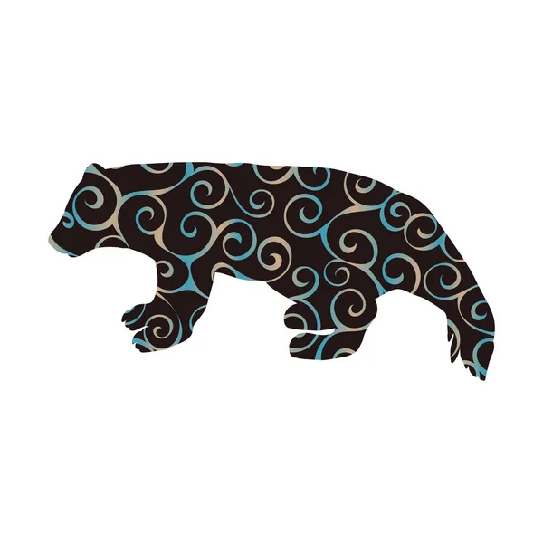 Wolverine urso vida selvagem espiral padrão cor silhueta animal — Vetor de Stock
