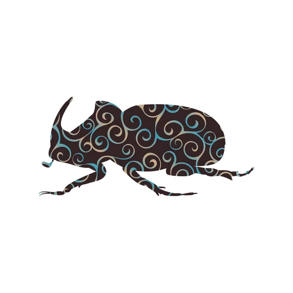 Badak kumbang serangga pola spiral warna siluet hewan - Stok Vektor