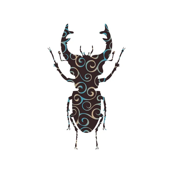 Stag beetle insect spiral pattern color silhouette animal