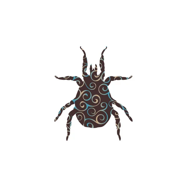 Milbe Parasit Spiralmuster Farbe Silhouette Tier — Stockvektor