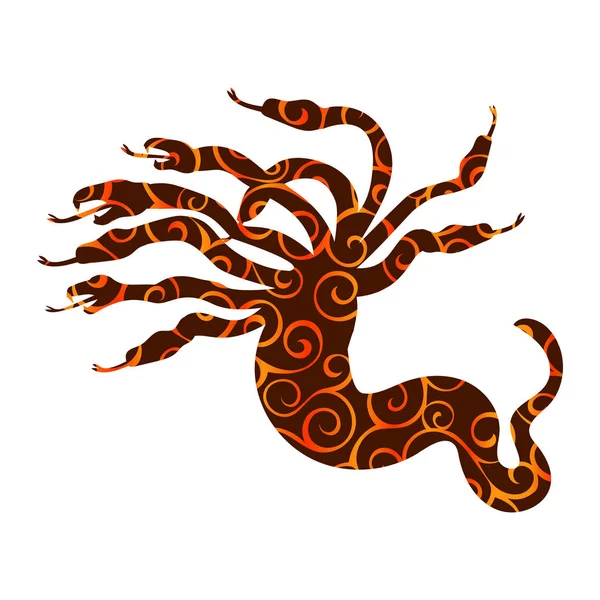 Hydra silhouette motif mythologie ancienne fantaisie — Image vectorielle