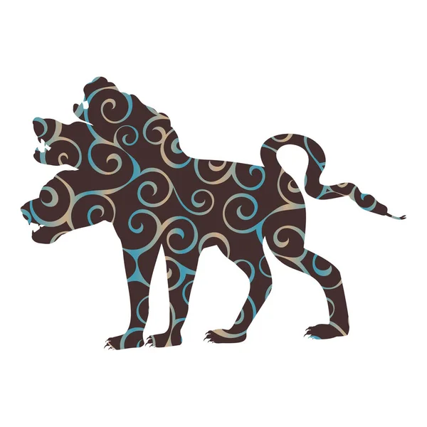 Cerberus hond patroon silhouet oude mythologie fantasie — Stockvector