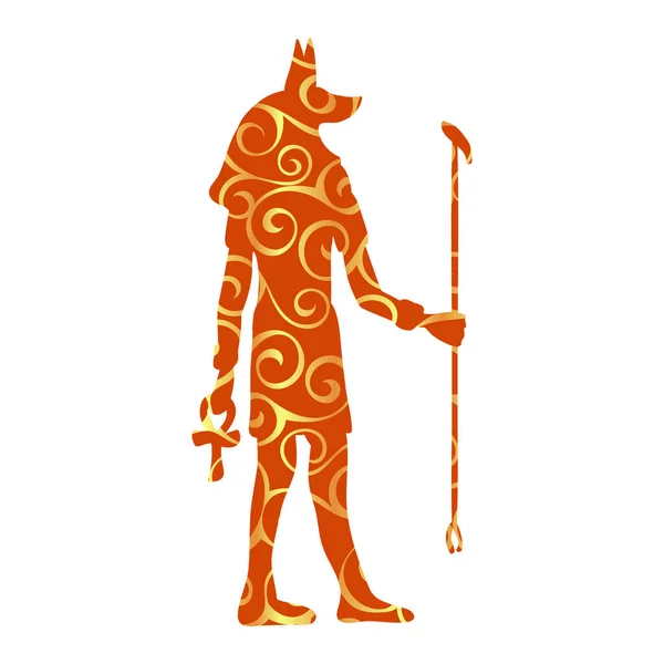 Guden Anubis Egypten egyptiska mönster siluett forntida Egypten — Stock vektor