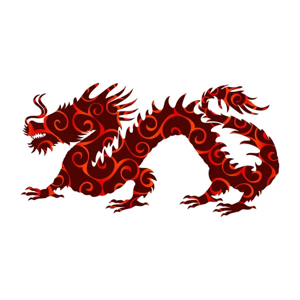 Padrão de dragão chinês silhueta símbolo tradicional China —  Vetores de Stock