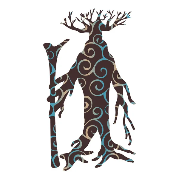 Ent Baum Muster Silhouette alte Legende Fantasie — Stockvektor