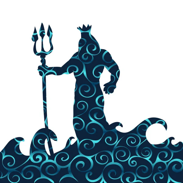 Poseidon Gud mönster siluett antika mytologin fantasy — Stock vektor