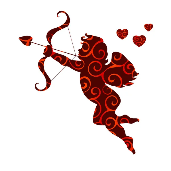 Patrón de amor Cupido silueta antigua mitología fantasía — Vector de stock