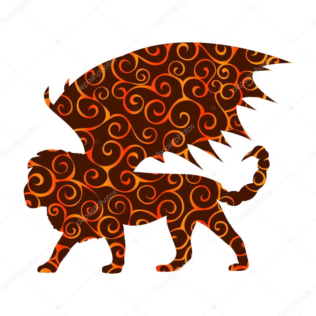 Manticore pattern silhouette mythology symbol fantasy. Vector illustration.