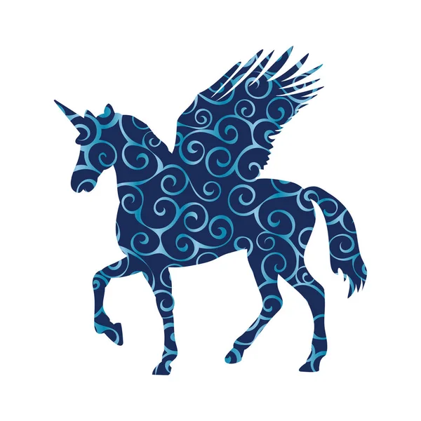 Pegasus padrão unicórnio silhueta mitologia símbolo fantasia conto —  Vetores de Stock