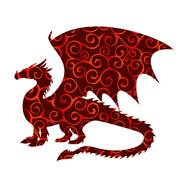 Dragon fantastische patroon silhouet symbool mythologie fantasie. — Stockvector