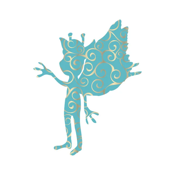 Pixie μοτίβο σιλουέτα μυθικό ζώο φαντασίας — Διανυσματικό Αρχείο