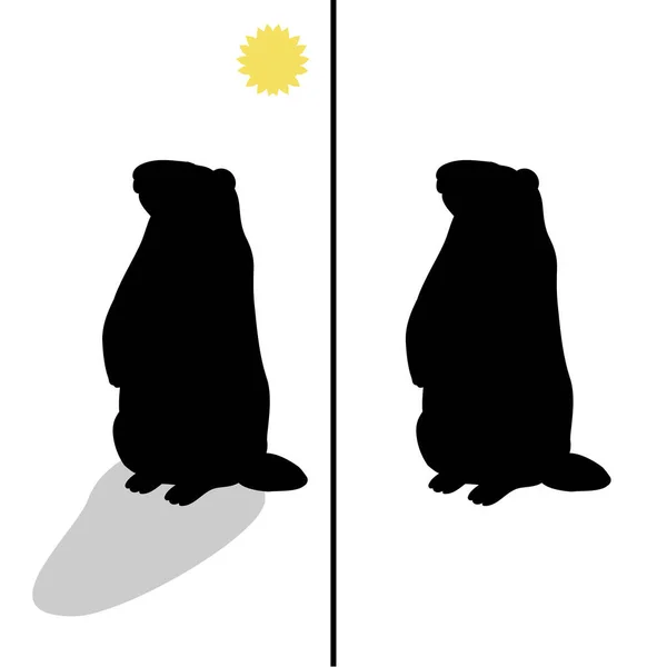 Día de la Marmota. La caída de la sombra predicción de primavera — Archivo Imágenes Vectoriales