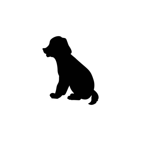 Silhouette of little puppy. Cute young animal. — Stock Vector