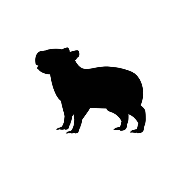 Silueta capybary a mladé kapybary — Stockový vektor