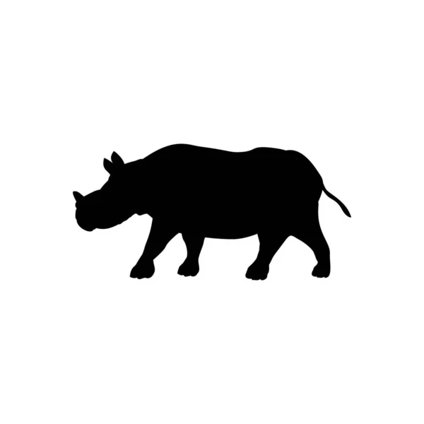 Silhuett av en noshörning. Söta unga djur. — Stock vektor