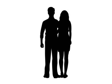 Bir adamın silueti Sevilen kadına sarılıyor