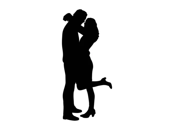 男と女を抱きしめるシルエット — ストックベクタ