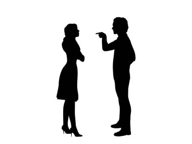 Silhouette of man blames woman