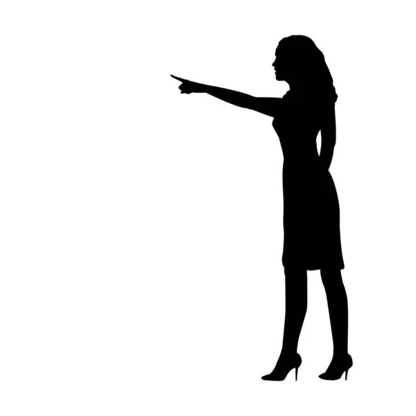 Silhouette kobieta ręka wskazuje kierunek — Wektor stockowy