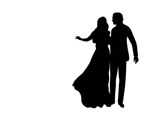 Silhouette de l'homme et de la femme en danse — Image vectorielle