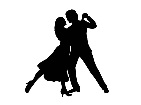 Silhouette de l'homme et de la femme en danse — Image vectorielle