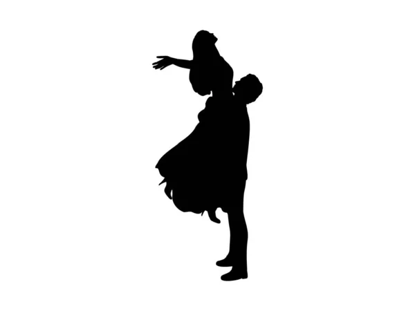 Silhouette d'homme et de femme lève dans ses bras . — Image vectorielle