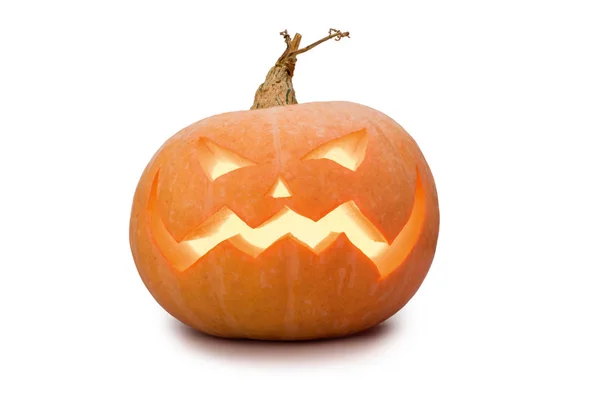 Jack o Lantern Halloween pumpa, isolerad på vit — Stockfoto