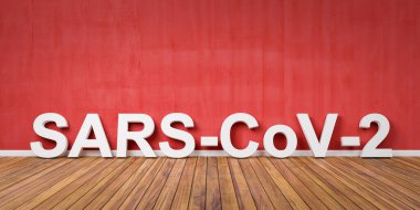 Sars-Cov-2 kırmızı grunge Wall - Faq Concept - Coronavirus 3d yorumlaması - 2019-ncov, Wuhan virüs konsepti. Çin korona virüsü salgını. 3d Görüntü