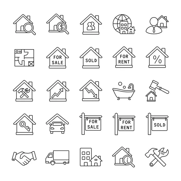 Inmobiliaria describe iconos vectoriales — Vector de stock