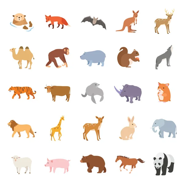 Zoogdieren ik kleur vector icons — Stockvector
