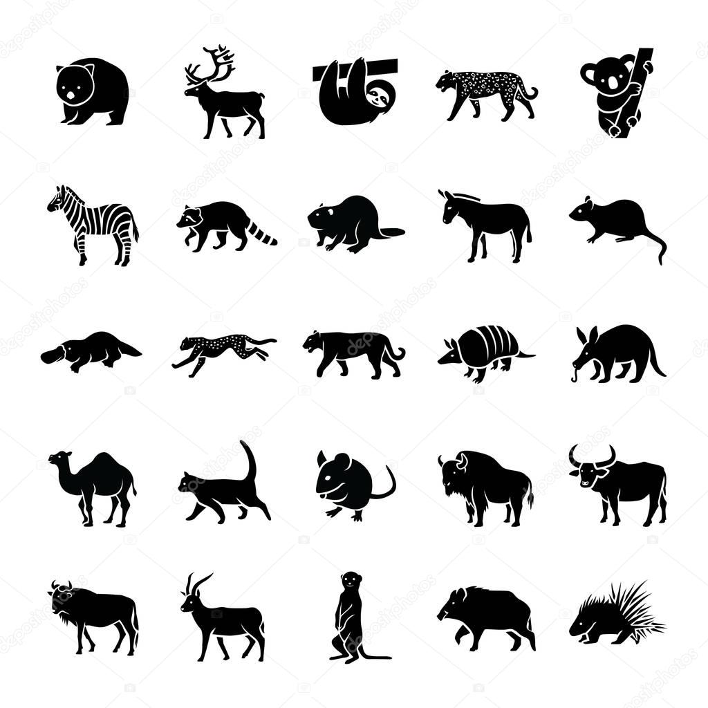 Mammals II glyph vector icons