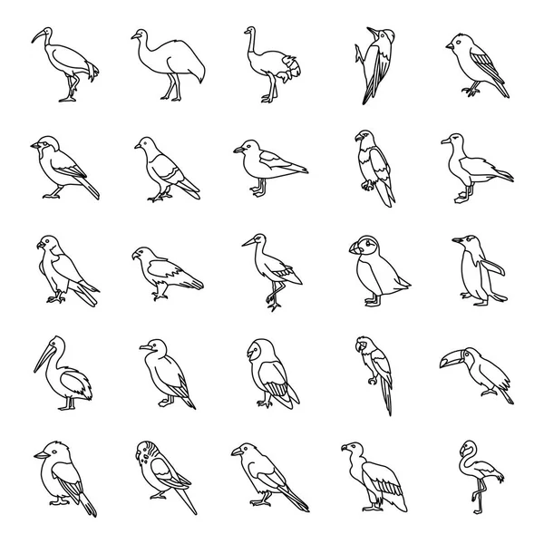 Птахи окреслюють векторні піктограми — стоковий вектор