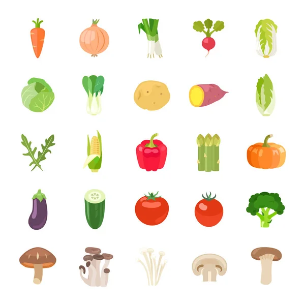 Vegetales II iconos de vectores de color — Archivo Imágenes Vectoriales