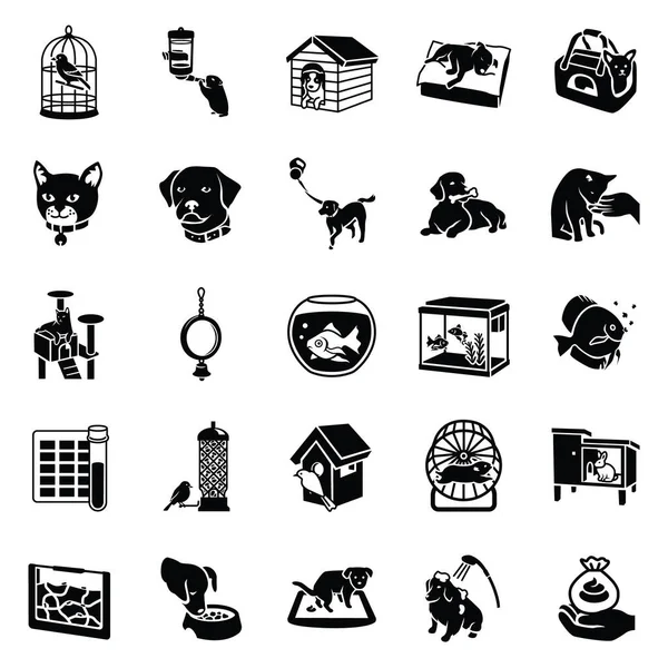 Pet Suministra Iconos Vectoriales Glifo — Vector de stock