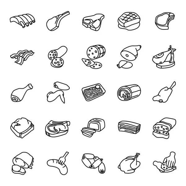 Carnes Esboza Iconos Vectoriales — Vector de stock