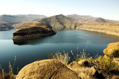 Panoramic view in Lesotho, Southern Africa. Beautiful landscape in Drakensberg. clipart