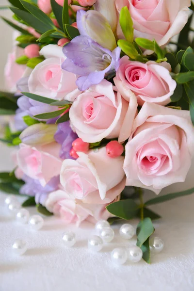 Gentle pink bouquet of the bride background — Stock Photo, Image