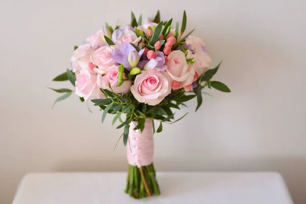 gentle pink bouquet of the bride