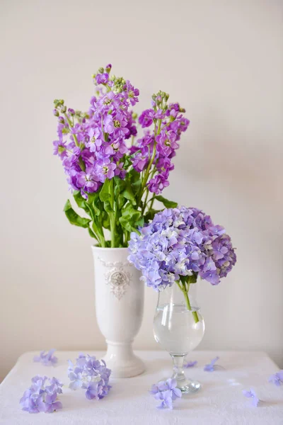 Cam vazoda HORTENSIA çiçekli natürmort