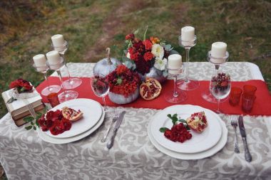 sonbahar bitki dekor sokak Düğün Tablo ayarı