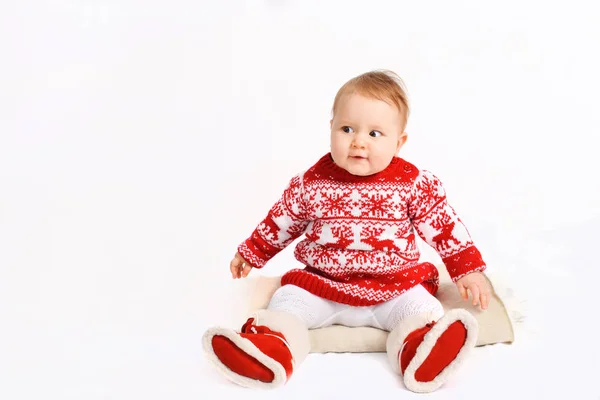 Petite fille en costume de Noël. nouvel an — Photo