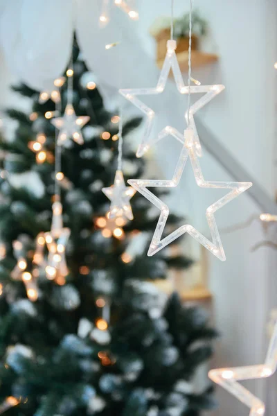 Új év háttér csillag a karácsonyfa háttér — Stock Fotó