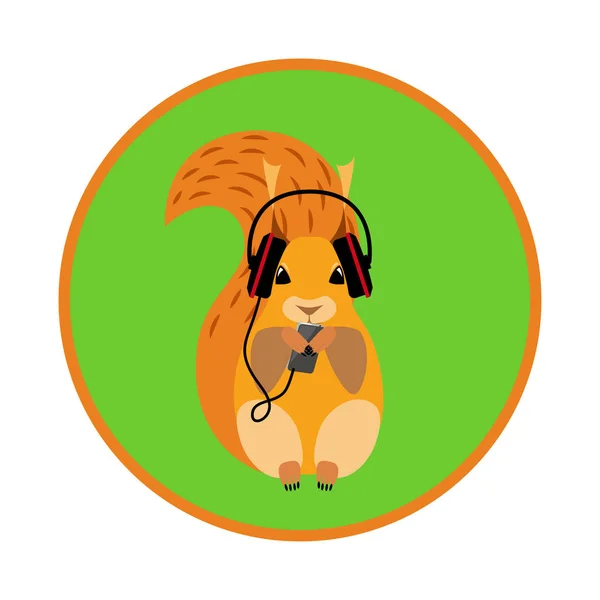 Image squirrel in headphones. — Stock Vector