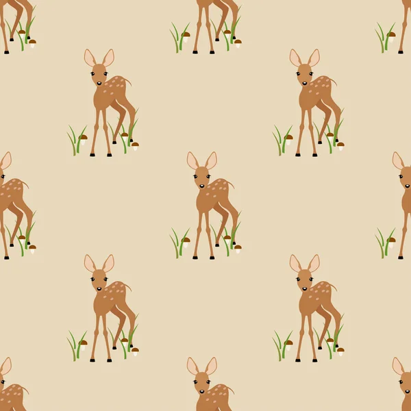 Seamless pattern with a fawn on a beige background. — Free Stock Photo