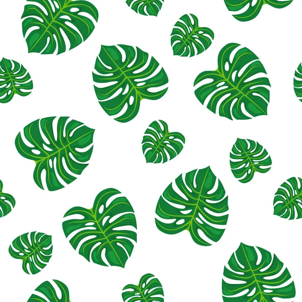 Πράσινα φύλλα σε άσπρο φόντο. Χωρίς ραφή πρότυπο. — Διανυσματικό Αρχείο