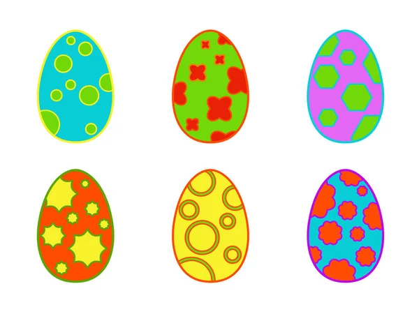 Ensemble d'œufs de Pâques sur fond blanc . — Image vectorielle