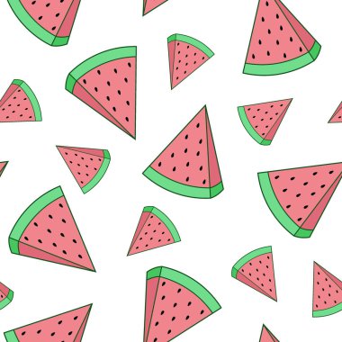 Bir karpuz üzerinde beyaz bir arka plan görüntüsü. Vektör. Seamless modeli.